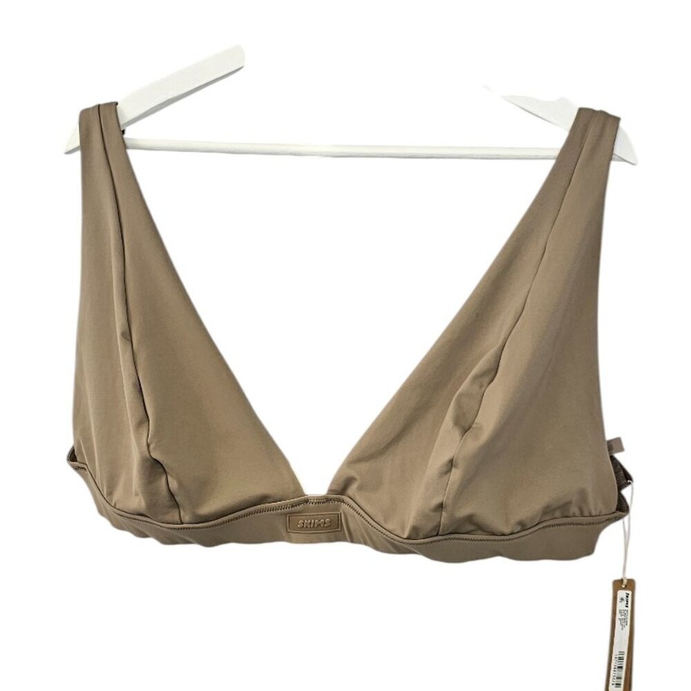 SKIMS Recycled Swim Plunge Bikini Top, Desert, Plus Size, Swimwear, Resort, 4X